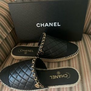 Chanel Espadrille Slides